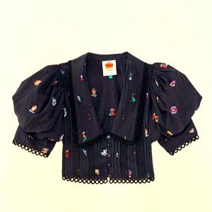 Farm Rio Zodiac embroidered crop top NWT